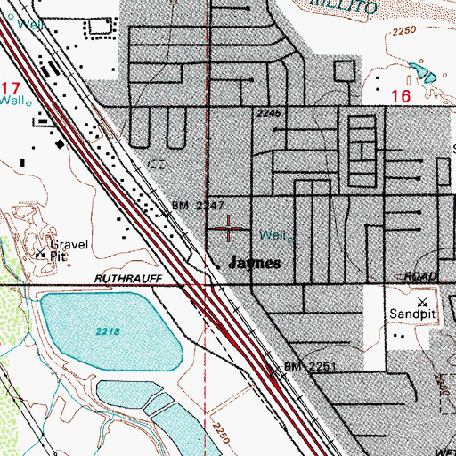 Topographic Map of Hinsons Mobile Home Park, AZ
