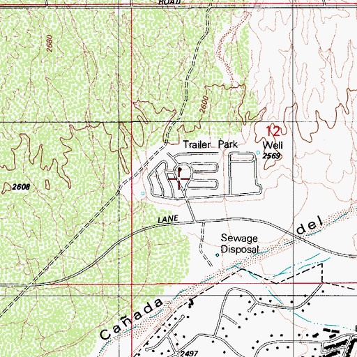 Topographic Map of Highlands Mobile Home Community, AZ