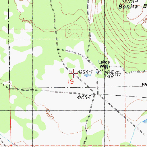 Topographic Map of Lairds Well, CA
