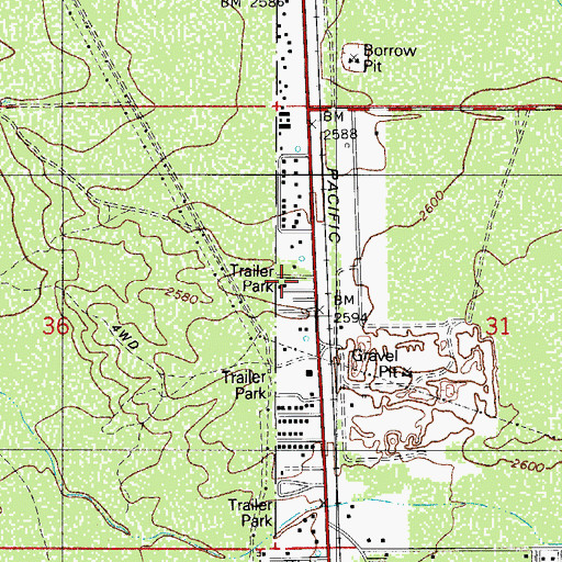 Topographic Map of El Camino Mobile Park, AZ