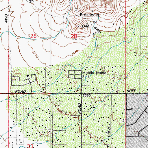 Topographic Map of Golden Park for Mobile Homes, AZ