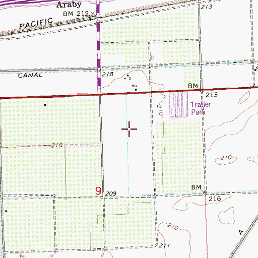 Topographic Map of Araby Acres Mobile Home Park, AZ