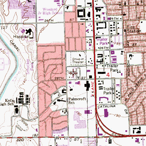 Topographic Map of Desert Palms Mobile Estates, AZ