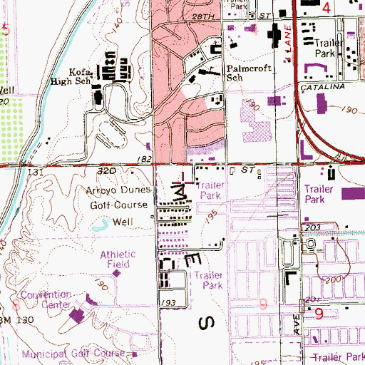 Topographic Map of Dunes West Mobile Home Park, AZ