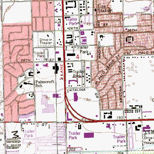 Topographic Map of Sunset Mobile Home Park, AZ