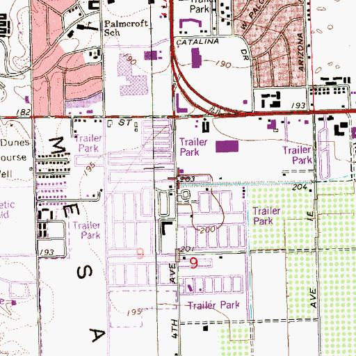 Topographic Map of Town and Country Mobile Home Park, AZ