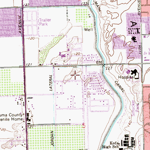 Topographic Map of Yuma Nursing Center, AZ