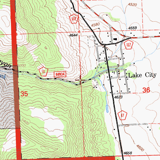Topographic Map of Lake City Canyon, CA