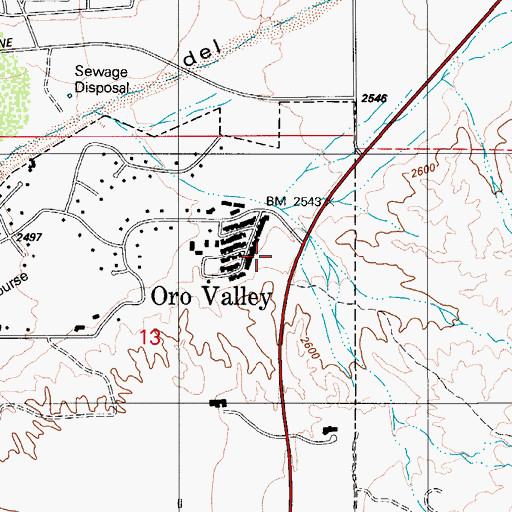 Topographic Map of Clare Bridge of Oro Valley, AZ