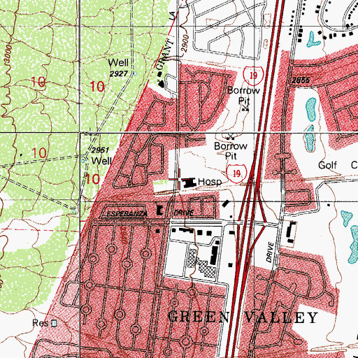 Topographic Map of Santa Rita Care Center, AZ