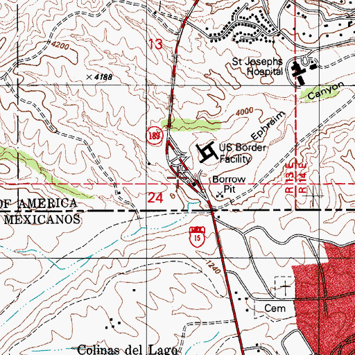 Topographic Map of Mariposa Land Port of Entry, AZ