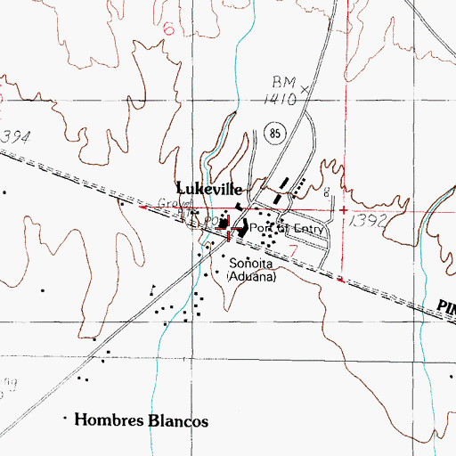Topographic Map of Port of Entry Lukeville, AZ