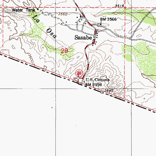 Topographic Map of Port of Entry Sasabe, AZ