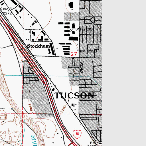 Topographic Map of Whispering Palms Recreational Vehicle Park, AZ