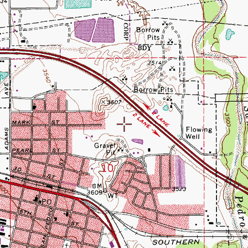 Topographic Map of Pato Blanco Recreational Vehicle Resort, AZ