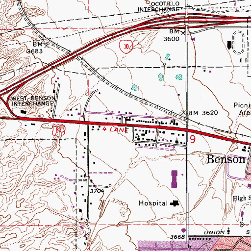 Topographic Map of San Pedro Recreational Vehicle Resort, AZ