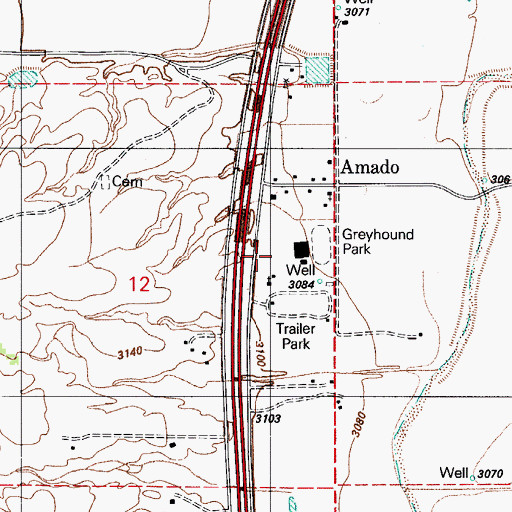 Topographic Map of De Anza Trails Recreational Vehicle Resort, AZ