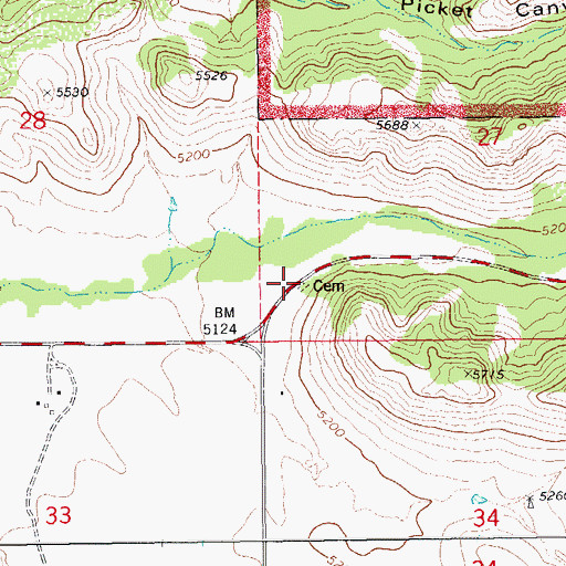 Topographic Map of Erickson Cemetery, AZ