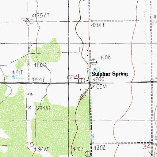 Topographic Map of Sulphur Springs Cemetery, AZ