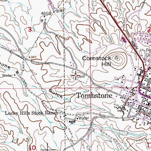 Topographic Map of Tombstone Cemetery, AZ