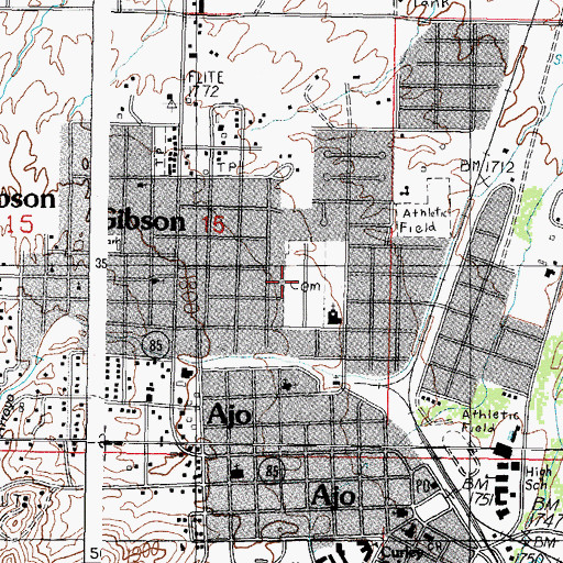 Topographic Map of Ajo Cemetery, AZ