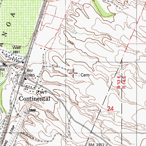 Topographic Map of Continental Cemetery, AZ