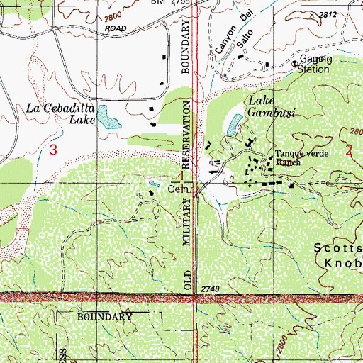 Topographic Map of Tanque Verde Ranch Cemetery, AZ