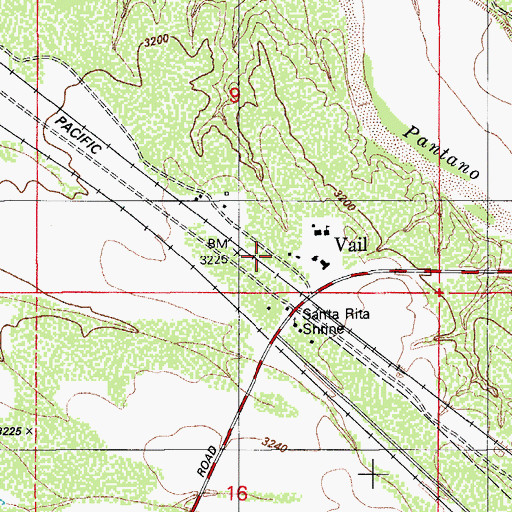 Topographic Map of Vail Childrens' Cemetery, AZ