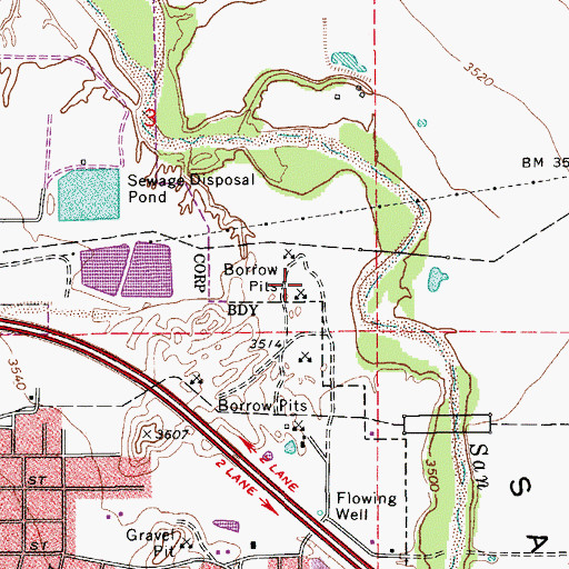 Topographic Map of San Pedro Golf Course, AZ