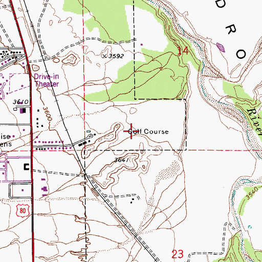 Topographic Map of Turquoise Hills Family Golf Center, AZ