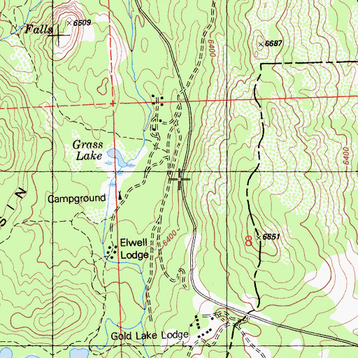 Topographic Map of Lakes Basin Campground, CA
