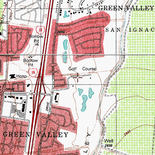 Topographic Map of Canoa Hills Golf Course, AZ