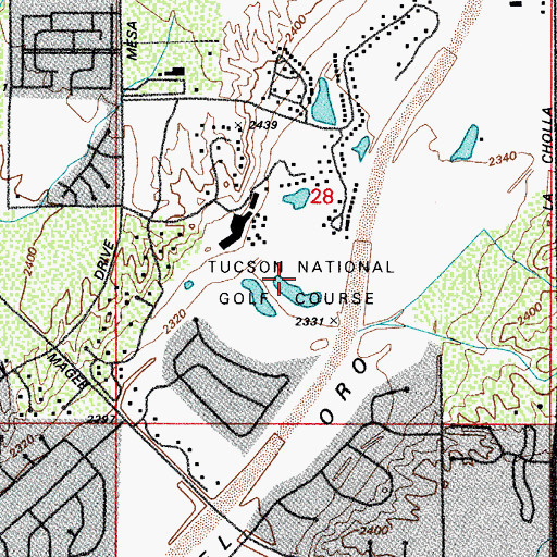 Topographic Map of Omni Tucson National Golf Resort, AZ