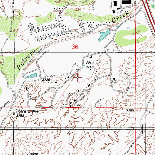 Topographic Map of Palo Duro Creek Golf Course, AZ