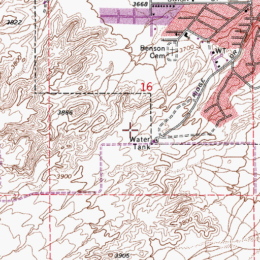 Topographic Map of Benson First Baptist Church, AZ