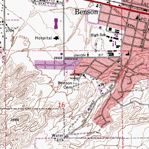 Topographic Map of Bethlehem Lutheran Church, AZ
