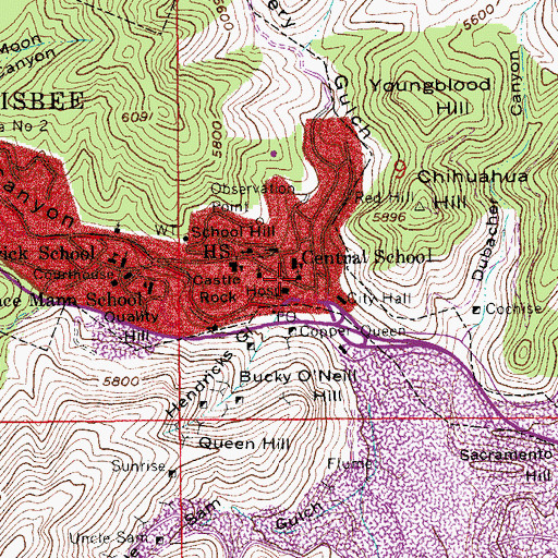 Topographic Map of Bisbee Covenant Presbyterian Church, AZ