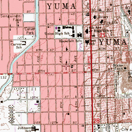 Topographic Map of Calvary Lutheran Church, AZ