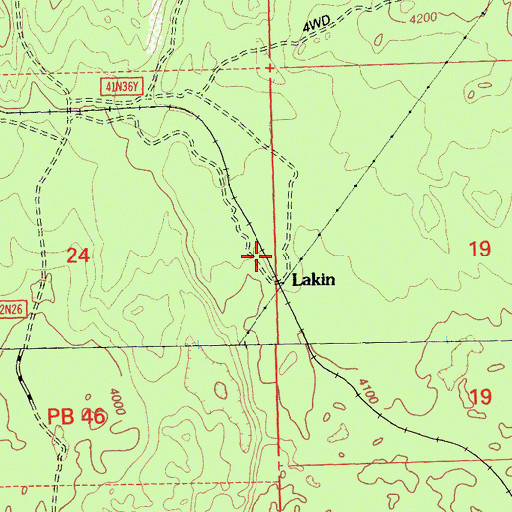 Topographic Map of Lakin, CA