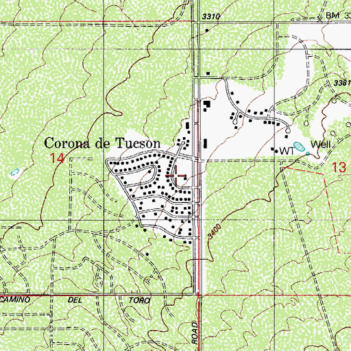 Topographic Map of Corona de Tucson Baptist Church, AZ