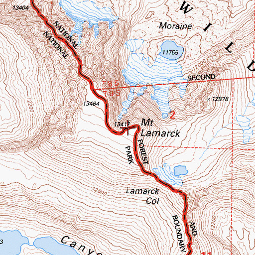 Topographic Map of Mount Lamarck, CA