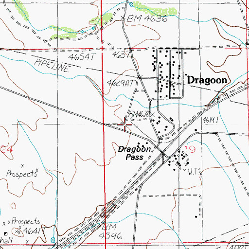 Topographic Map of Dragoon Baptist Church, AZ