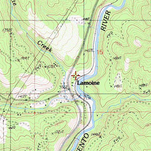 Topographic Map of Lamoine, CA