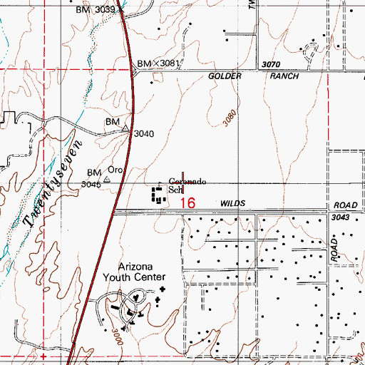 Topographic Map of First Baptist Church, AZ