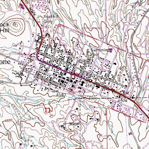 Topographic Map of First Baptist Church of Tombstone, AZ