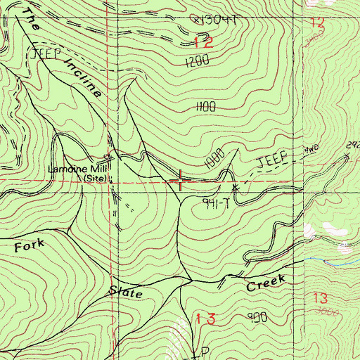 Topographic Map of Lamoine Mill Site, CA