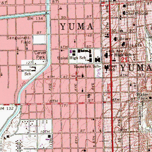 Topographic Map of First Presbyterian Church, AZ