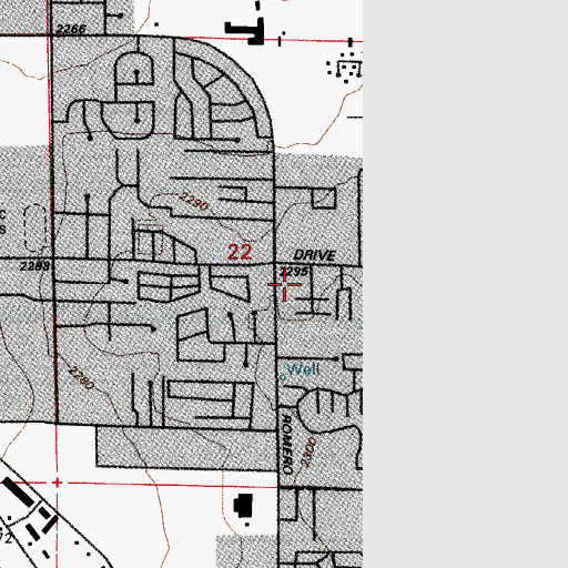 Topographic Map of Flowing Wells Baptist Church, AZ