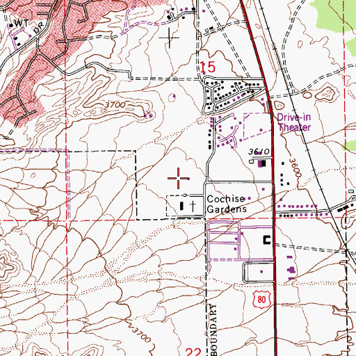 Topographic Map of Grace Chapel of Benson, AZ