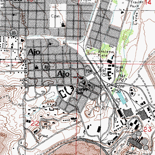 Topographic Map of Immaculate Conception Catholic Church, AZ